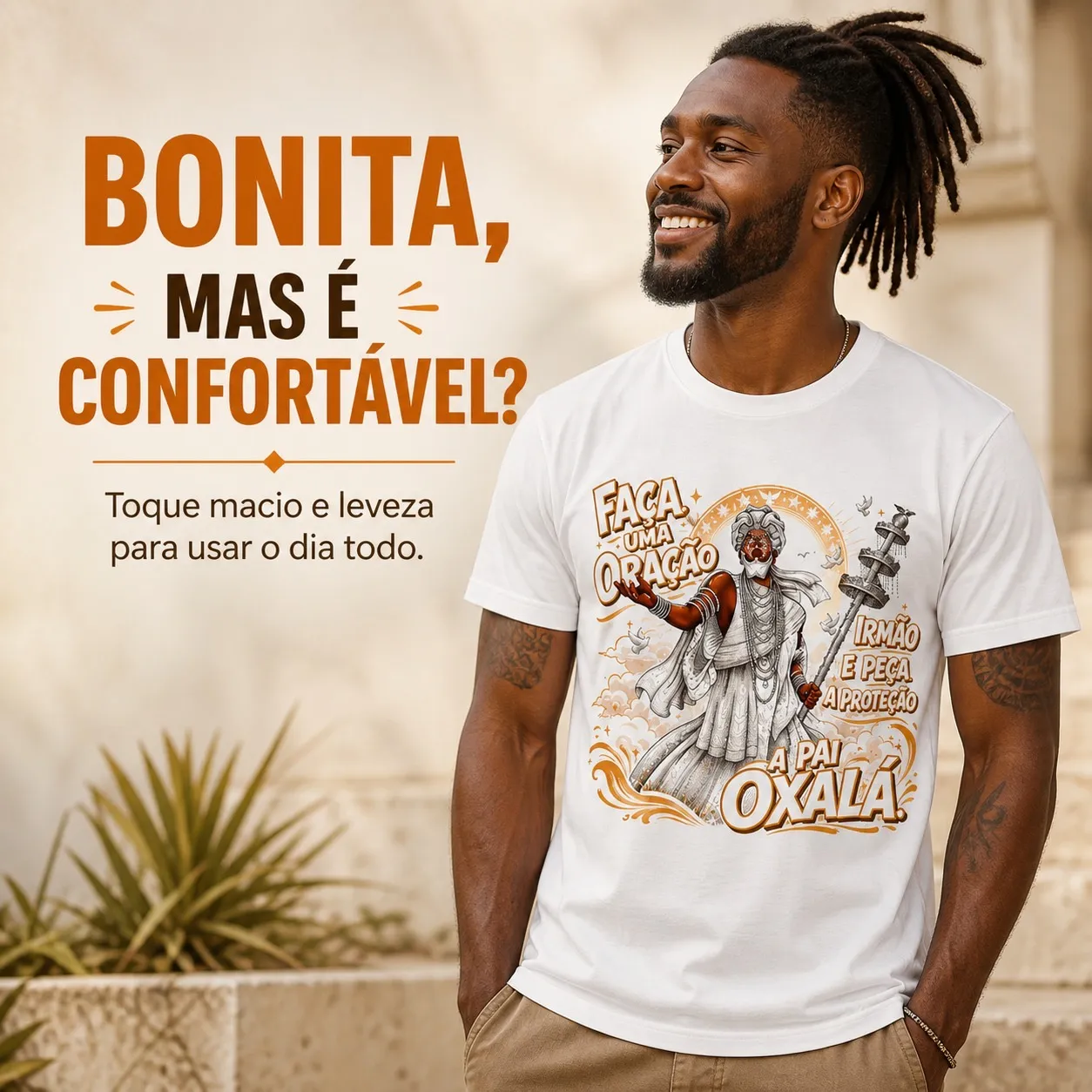 Camiseta Oxalá Unissex Branca 100% Algodão | Camisa Umbanda Orixá Fé e Proteção 2