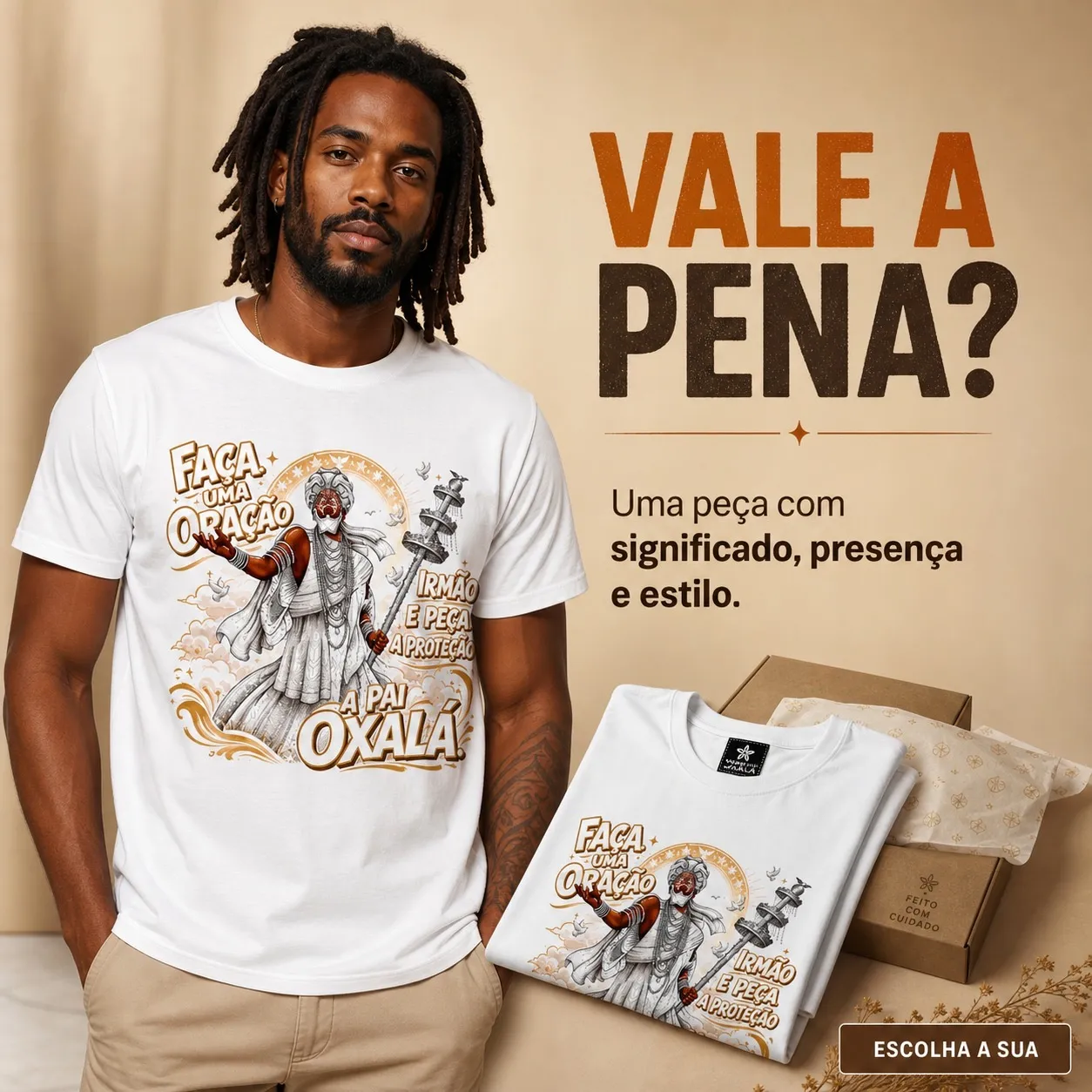 Camiseta Oxalá Unissex Branca 100% Algodão | Camisa Umbanda Orixá Fé e Proteção 5