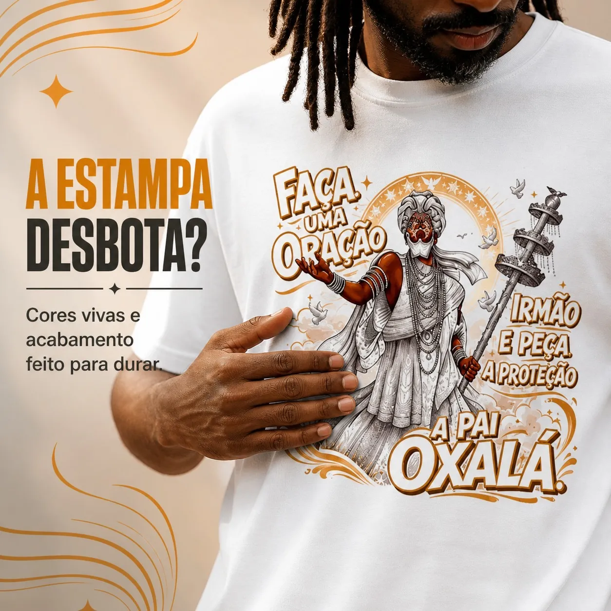 Camiseta Oxalá Unissex Branca 100% Algodão | Camisa Umbanda Orixá Fé e Proteção 4